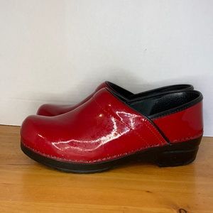 Sanita Red Patent Leather Original Danish Clogs